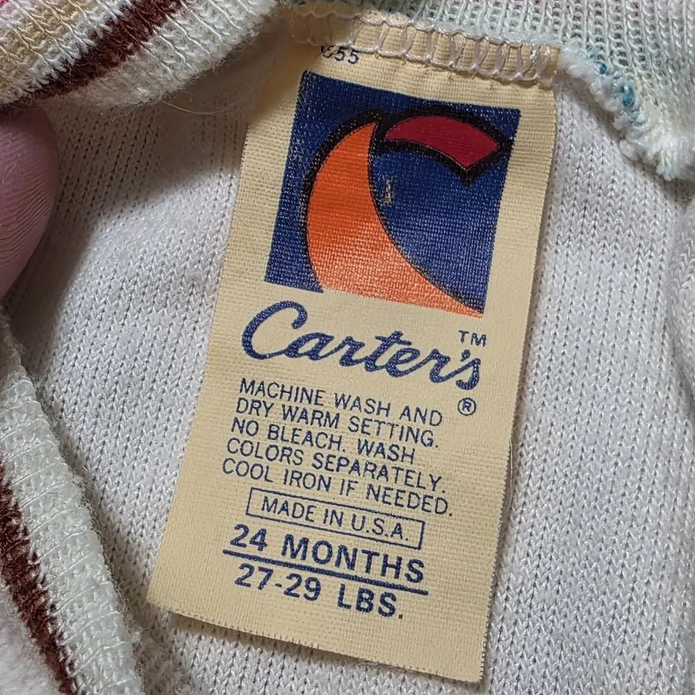 Vintage Carter's Raccoon Outfit 24M Corduroy Overalls Sweatshirt USA Baby Rare